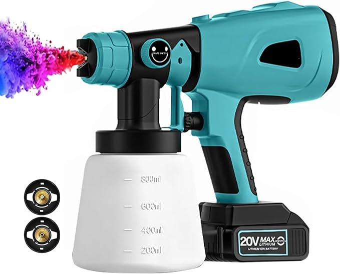 đ ïž Pistolet de Peinture Ălectrique Sans Fil â 20V â RĂ©servoir 800 ml