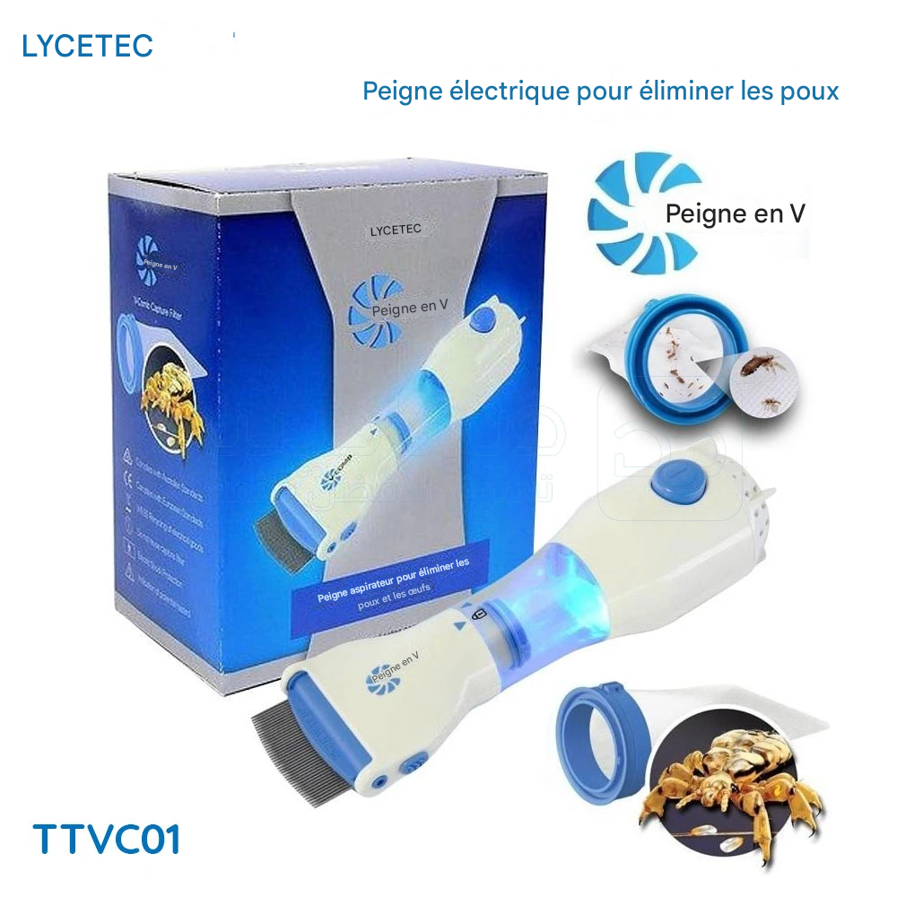 🧴 Peigne électrique anti-poux – Peigne en V