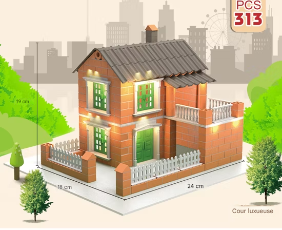 🏠 Kit de Construction 3D pour Enfants – Maison Cour de Luxe avec 313 Pièces Réalistes