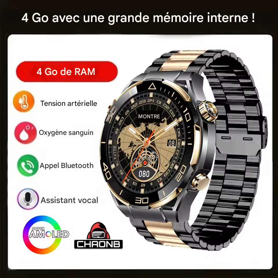 ⌚ HommTel® Ultimate – Montre Connectée AMOLED 4GB