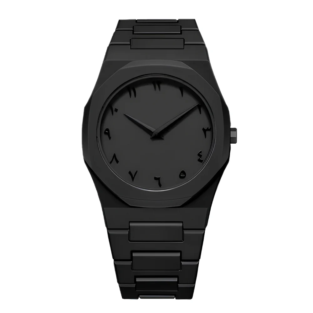 🖤 Montre Édition Islam Limitée en Chiffres Arabes – Élégance Noire & Minimalisme de Caractère