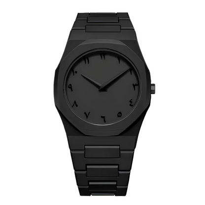 🖤 Montre Édition Islam Limitée en Chiffres Arabes – Élégance Noire & Minimalisme de Caractère