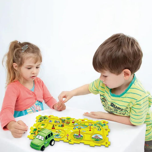 🚗 Puzzle Track Car Toy – Le Jouet Ultime pour Développer la Créativité de vos Enfants !