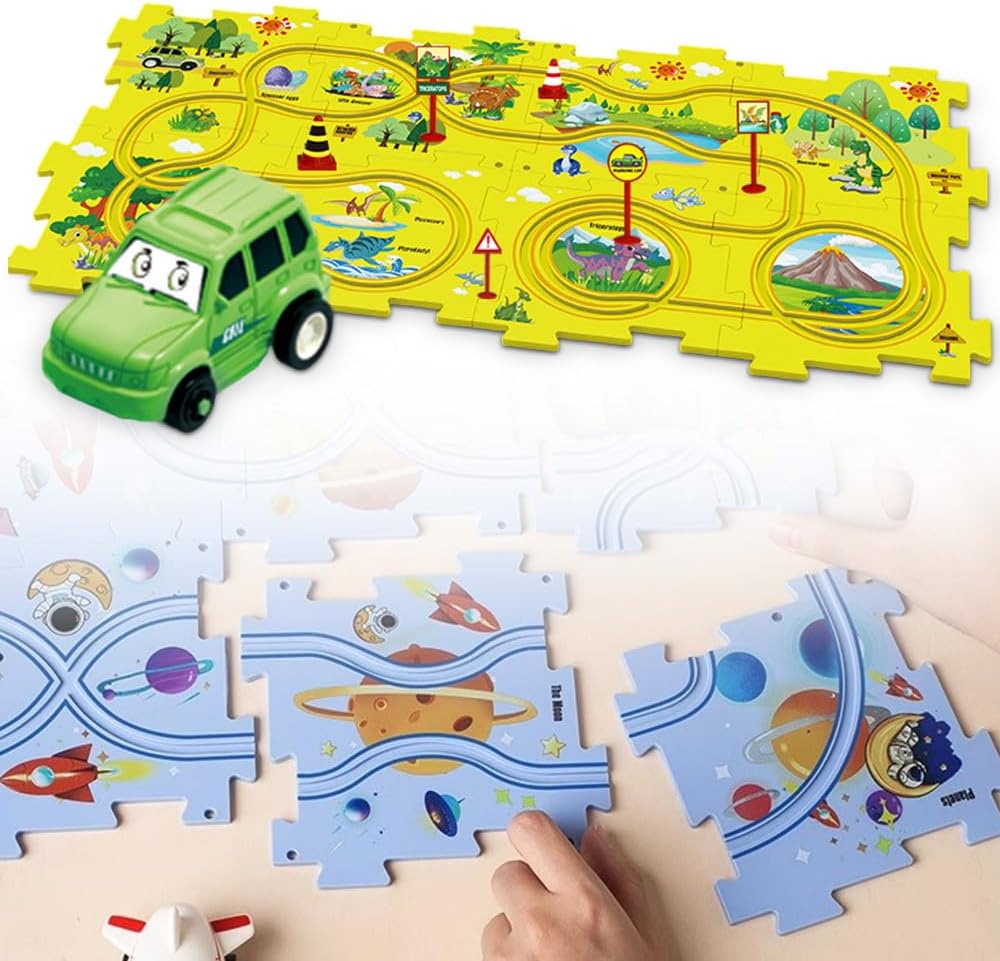 🚗 Puzzle Track Car Toy – Le Jouet Ultime pour Développer la Créativité de vos Enfants !