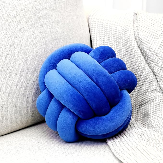 🌀💙 Coussin Rond à Nœud – Toucher Doux & Design Élégant