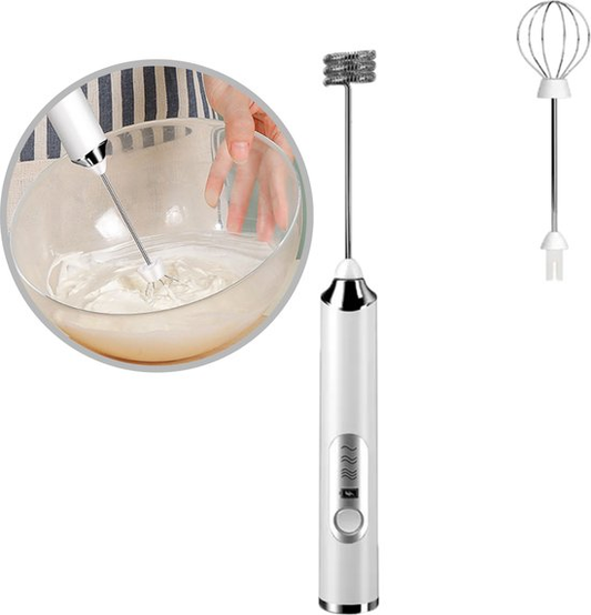 ☕ Mousseur à Lait Électrique Portable – 3 Vitesses, Rechargeable USB, avec 2 Fouets Inox