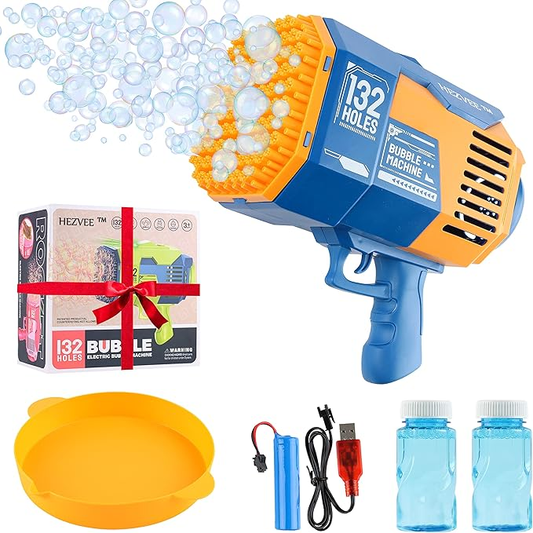 🧡 Pistolet à Bulles Bazooka 132 Trous – Fun XXL pour Petits & Grands !