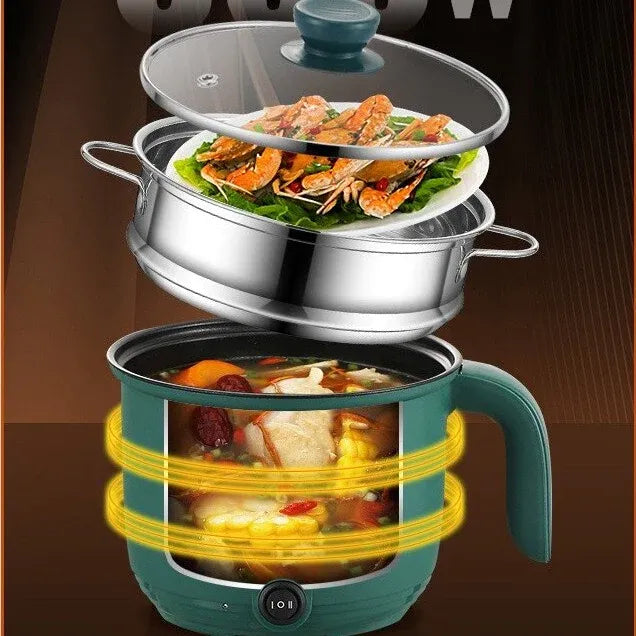 🍲 Marmite Électrique Multifonction 1,8 L – Revêtement Antiadhésif & Couvercle Inox