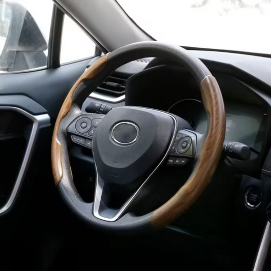 🚗 Housse de Volant Effet Bois & Cuir – Élégance, Confort et Contrôle